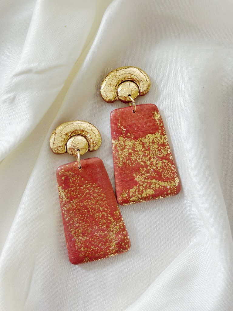Autumn Punmpkin Red and Gold Earrings