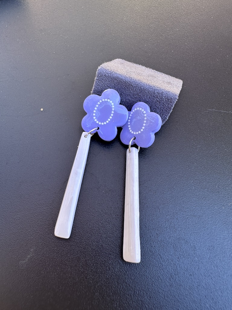 Purple or Green Flower Lace Dangle Earrings