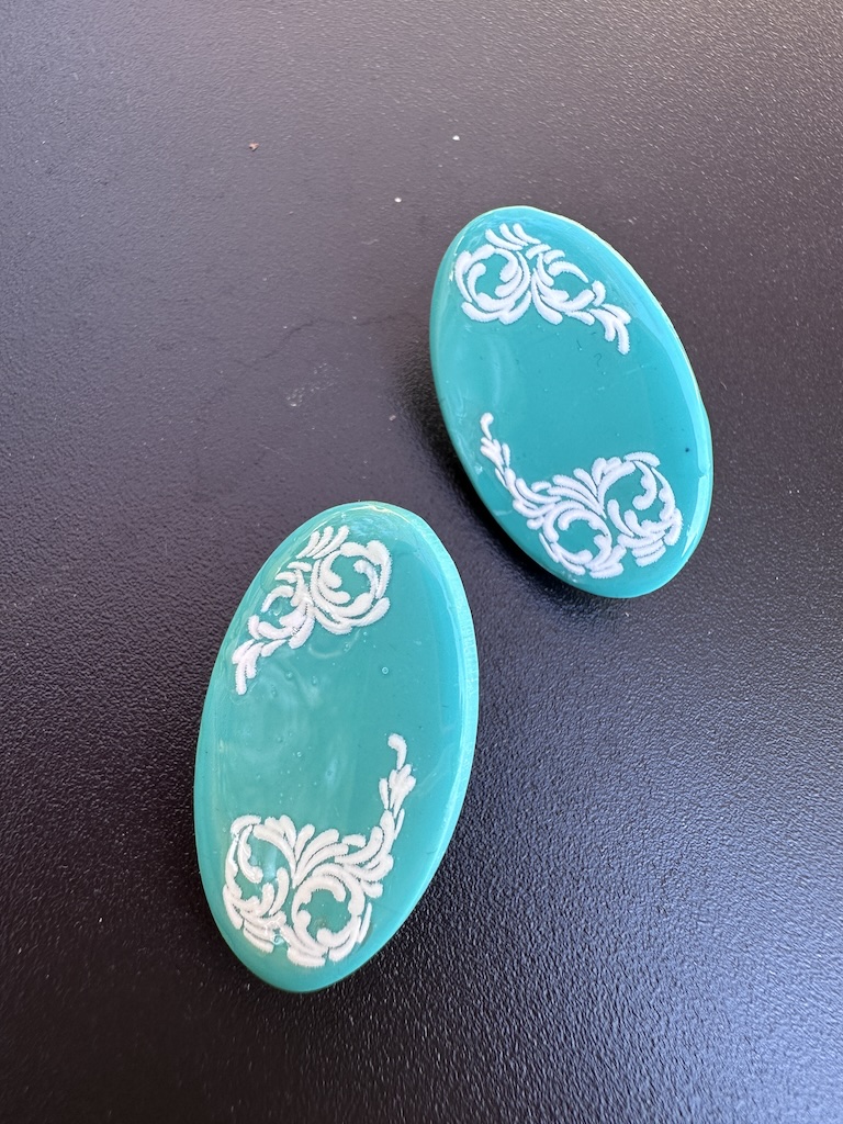 Green Oval Lace Earrings