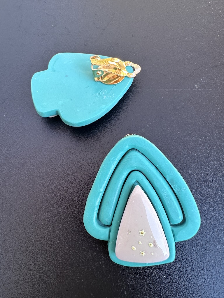 Twinkle Tree Green and White Clip-On Earrings