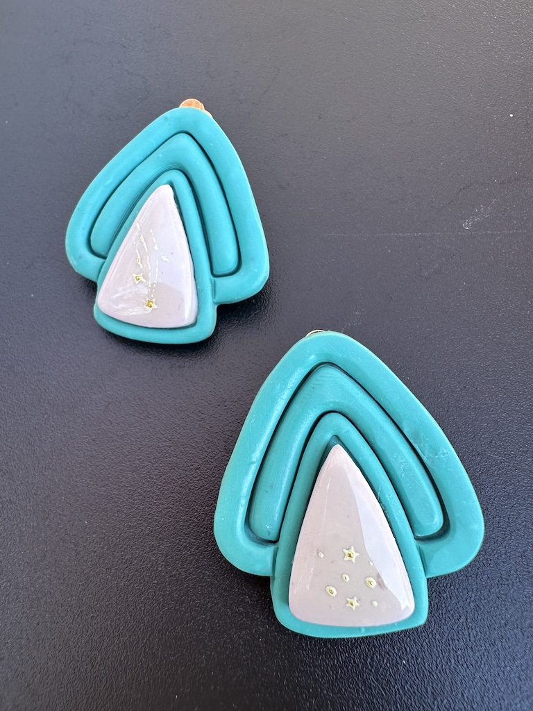 Twinkle Tree Green and White Clip-On Earrings