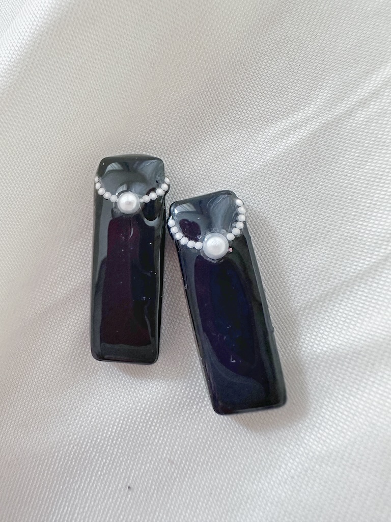 Black and White Cutie Lace Pearl Earrings