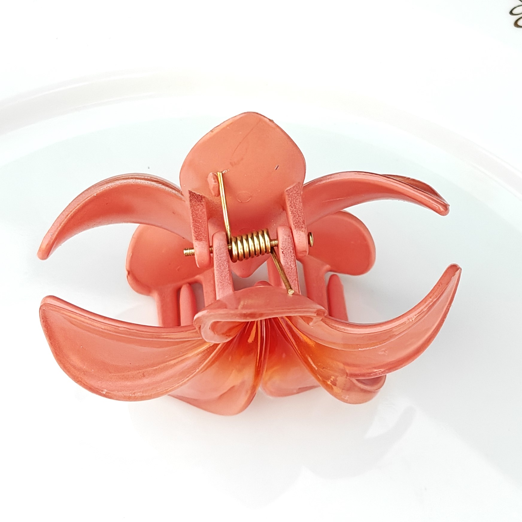 Daisy Clear Claw Clip - Orange 