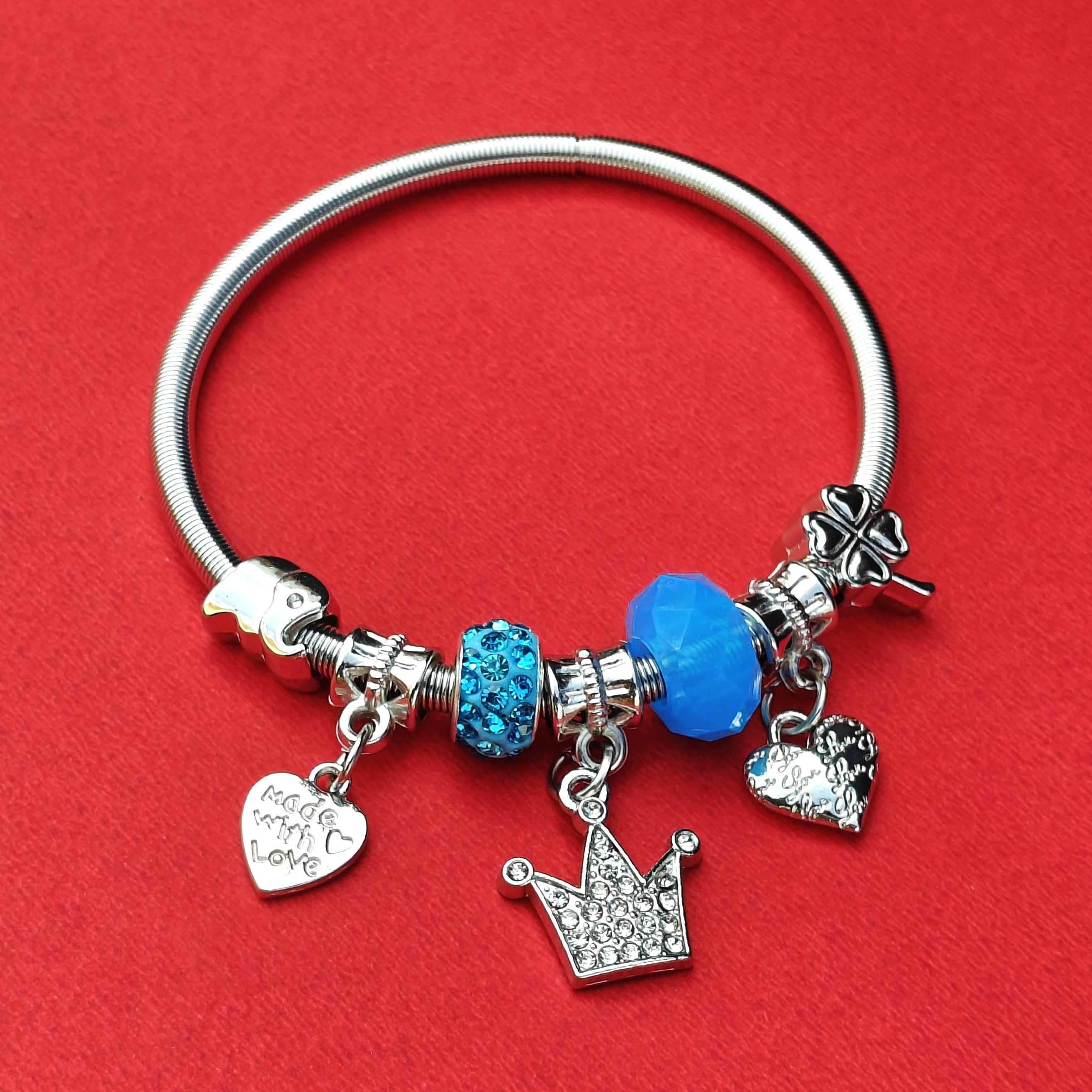 Blue Lagoon with Crown Charm Bracelet