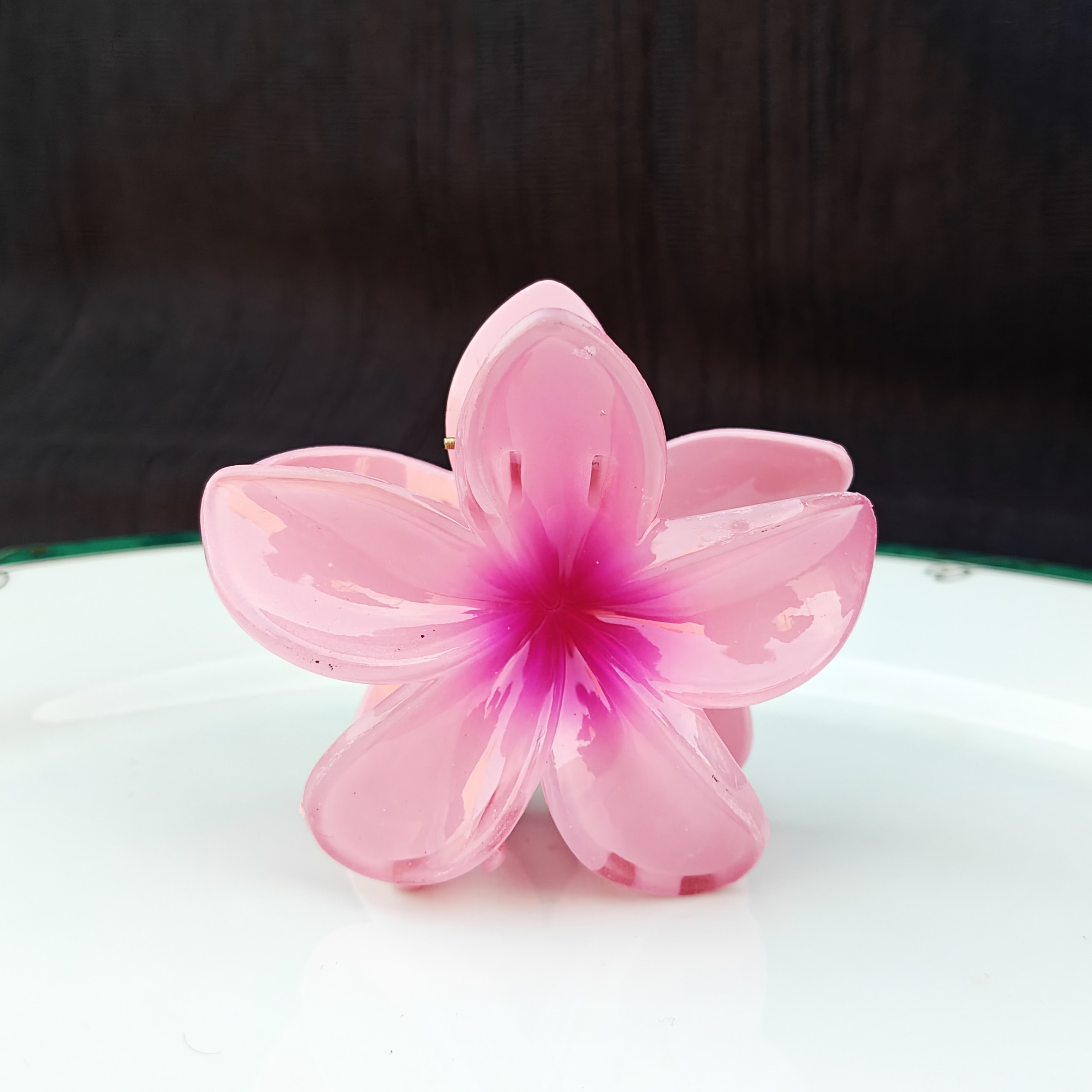 Daisy Clear Claw Clip - Pink