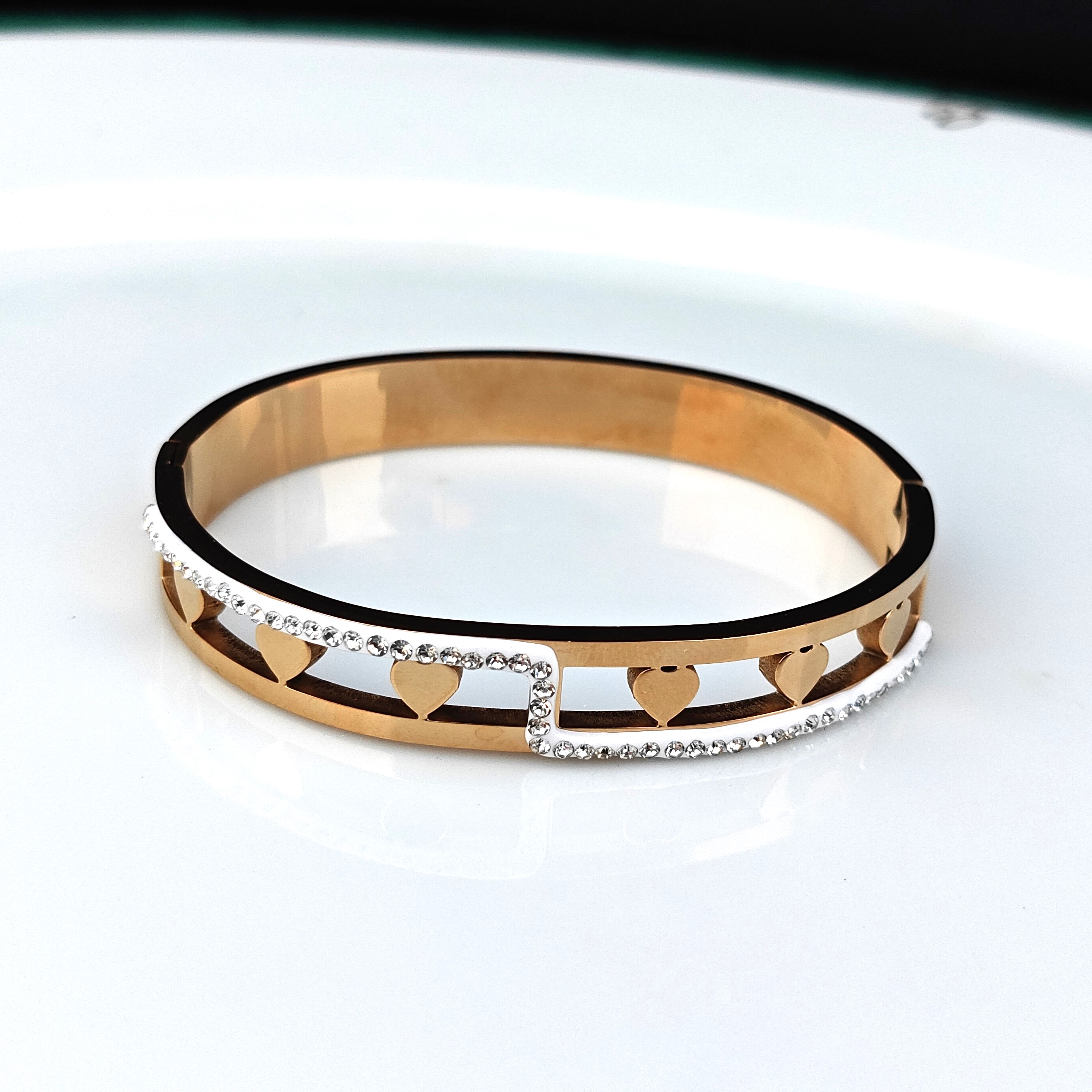 Crystal Heartline Kada Bracelet