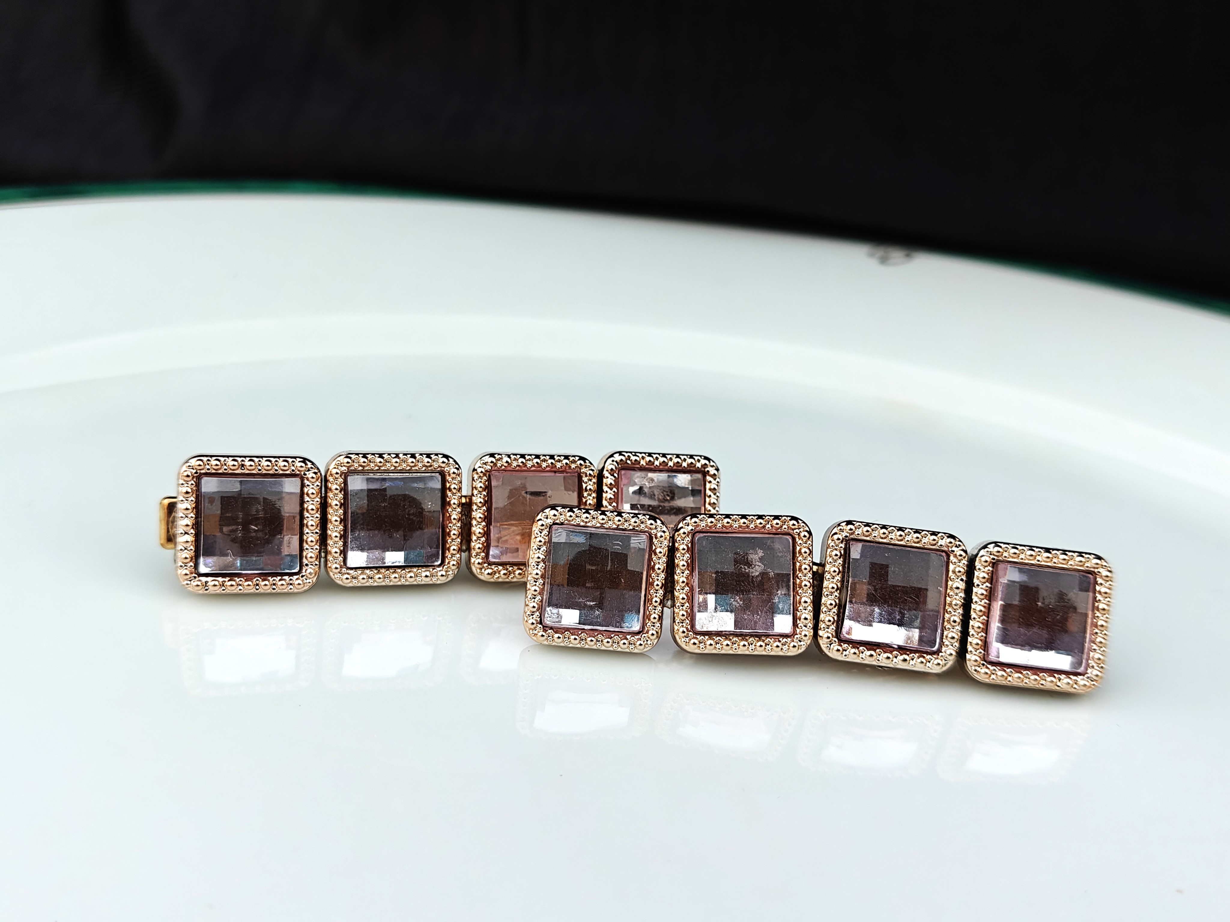 Pastel Pink with Gold Tone Hairpin