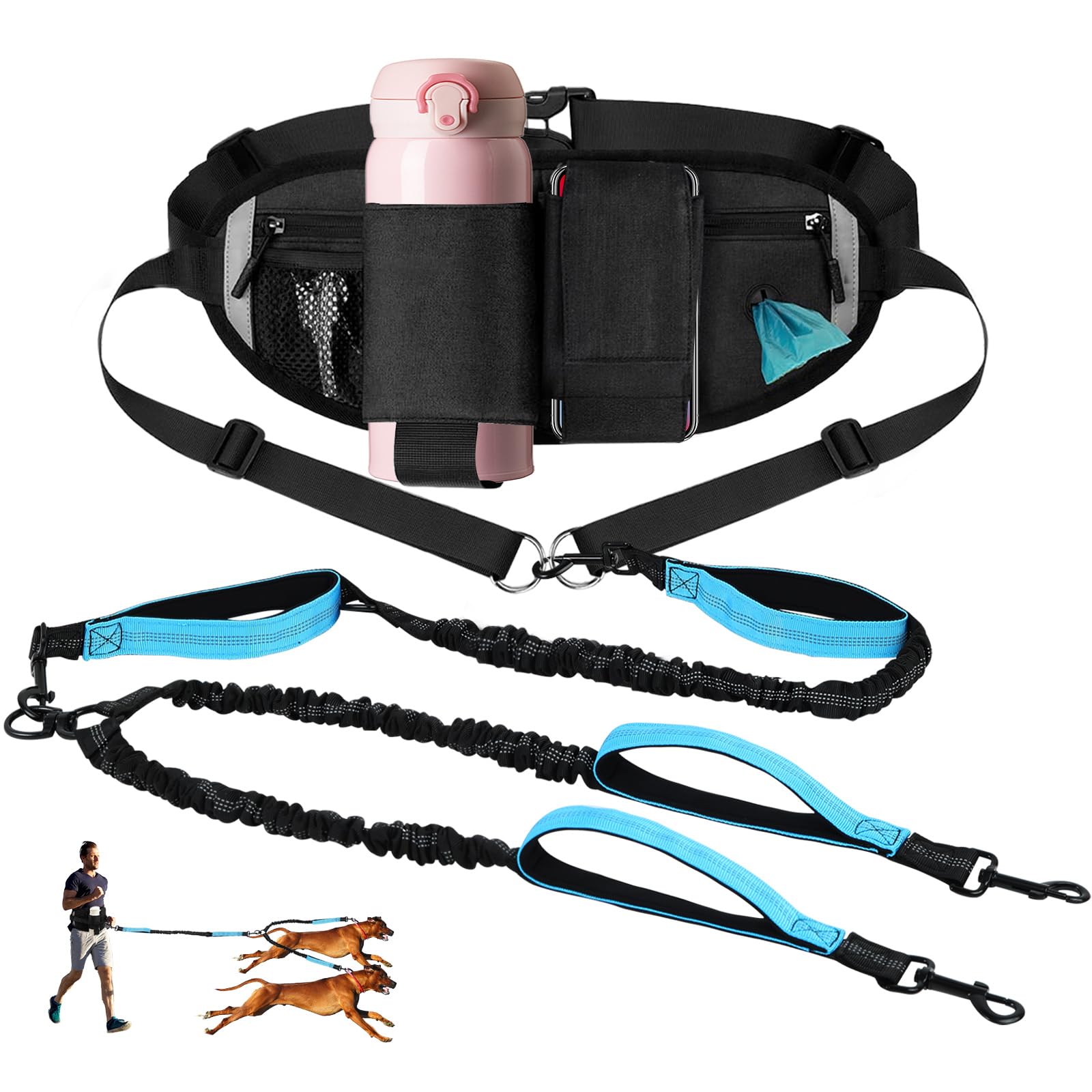 Hands-Free Dog Leash Waist Belt Set