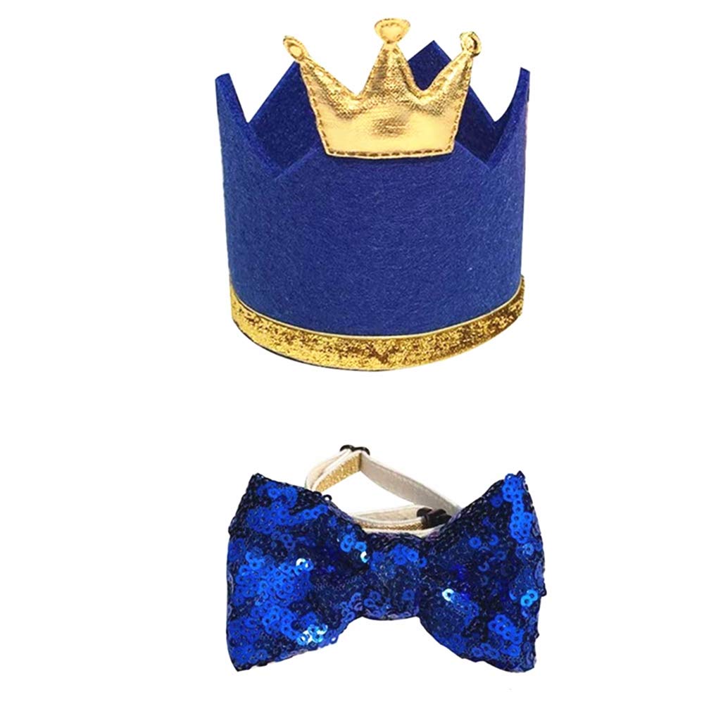 Blue Crown and Sequin Bow Tie Set