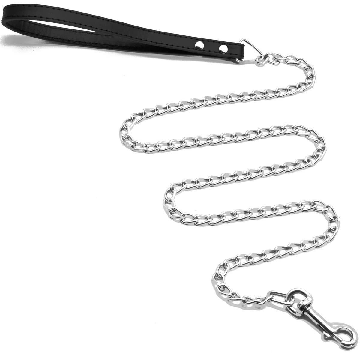 Metal Dog Leash with Leather Handle
