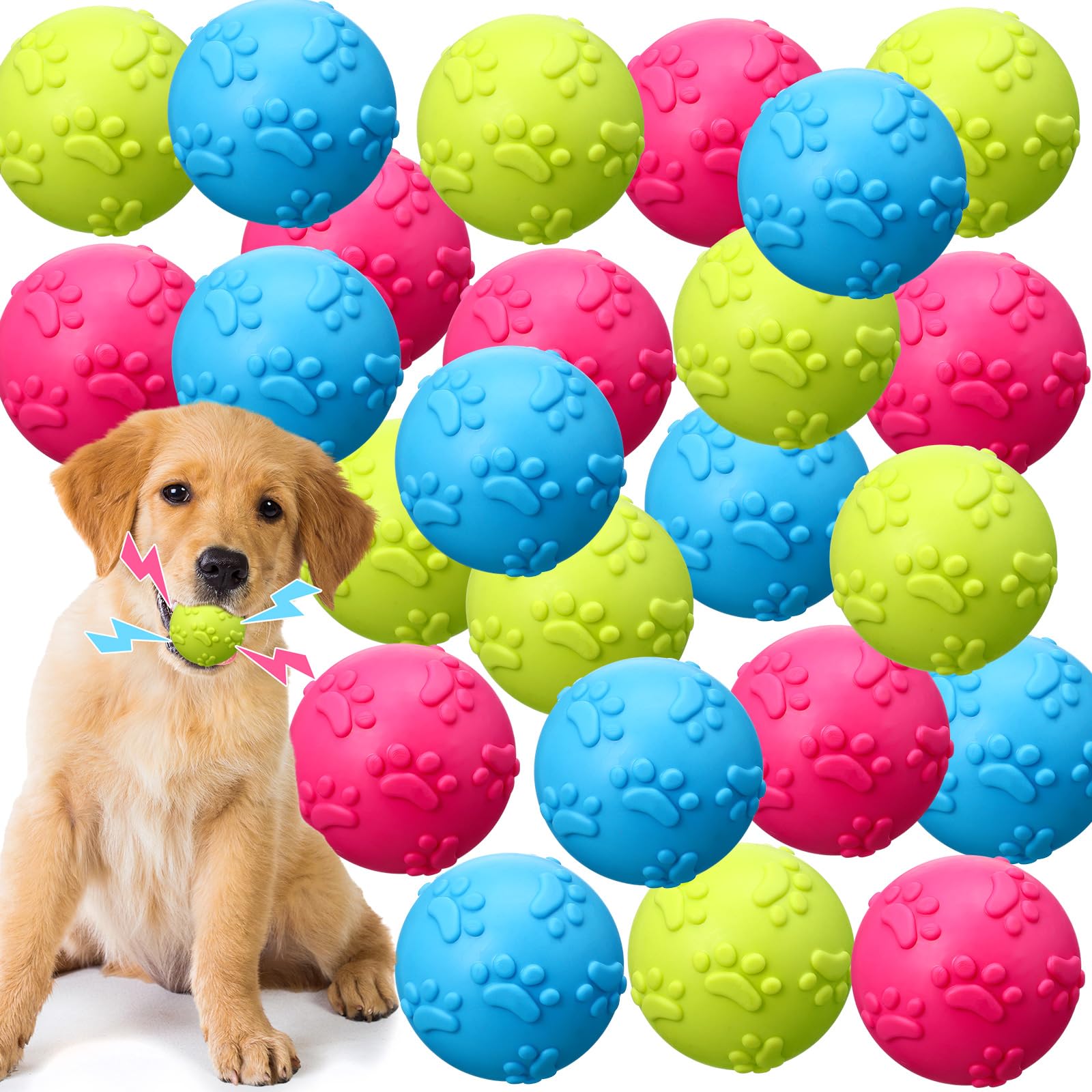 Colorful Paw Print Dog Balls