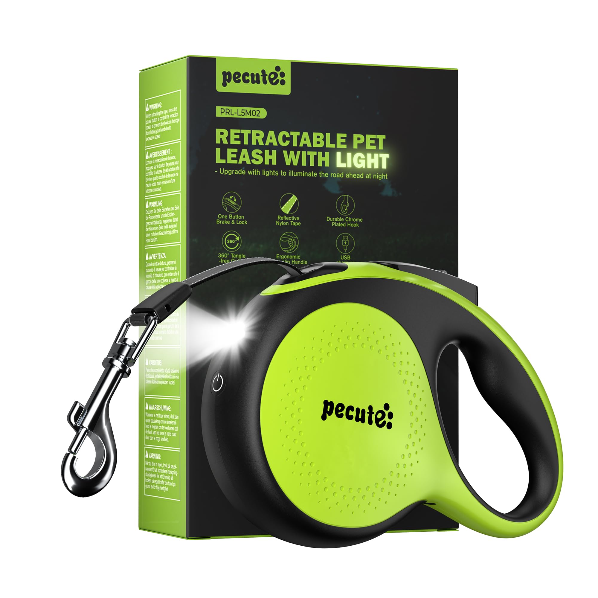 Pecute Retractable Pet Leash with Light