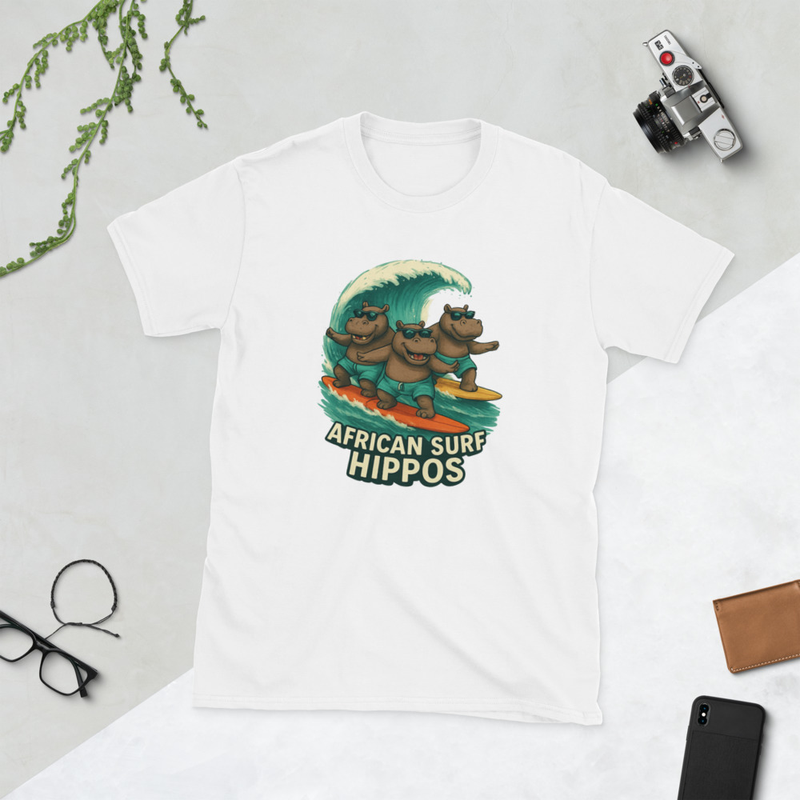 African Surf Hippos Unisex T-Shirt