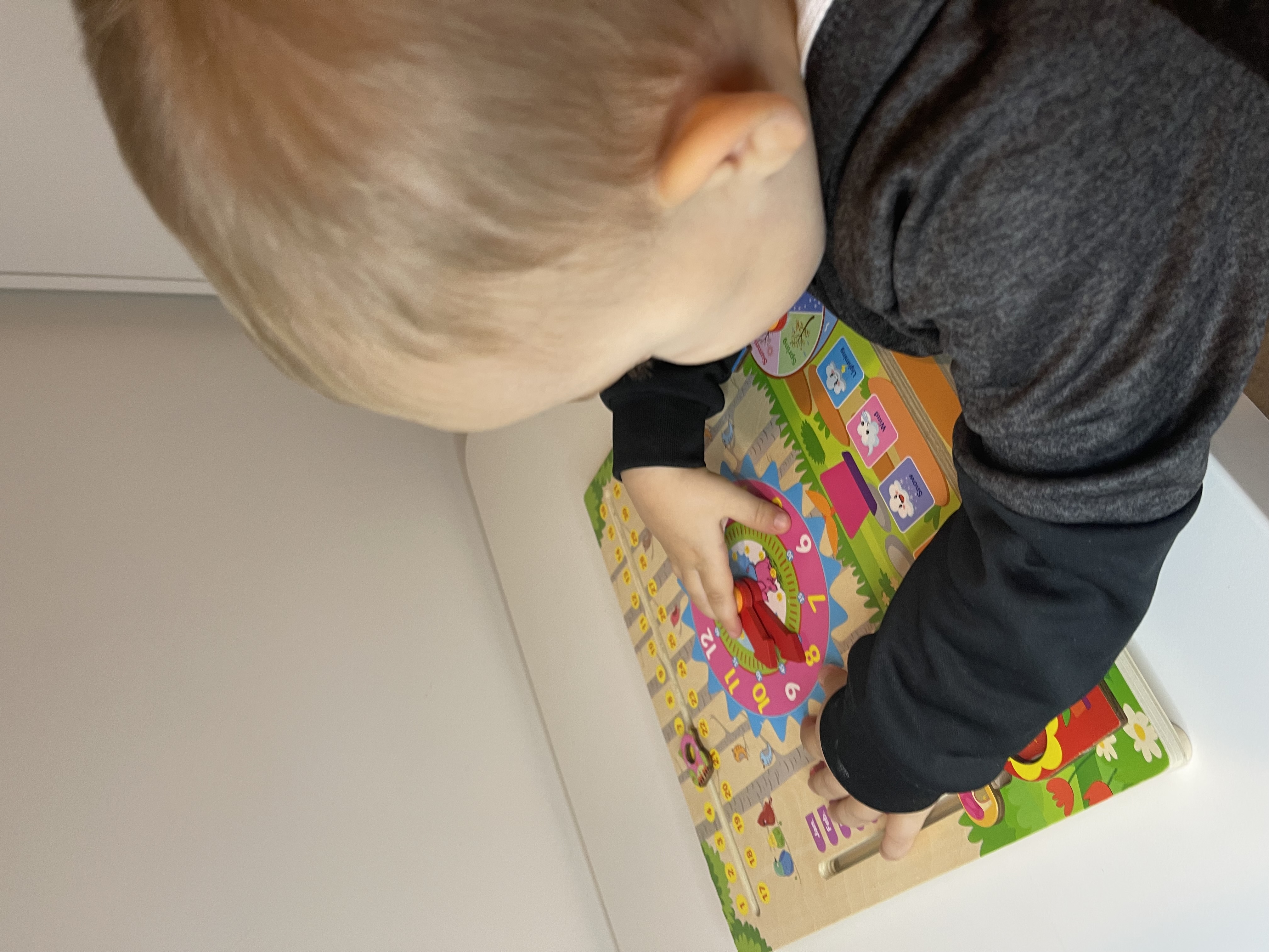 Wooden Educational Calendar and Clock Board