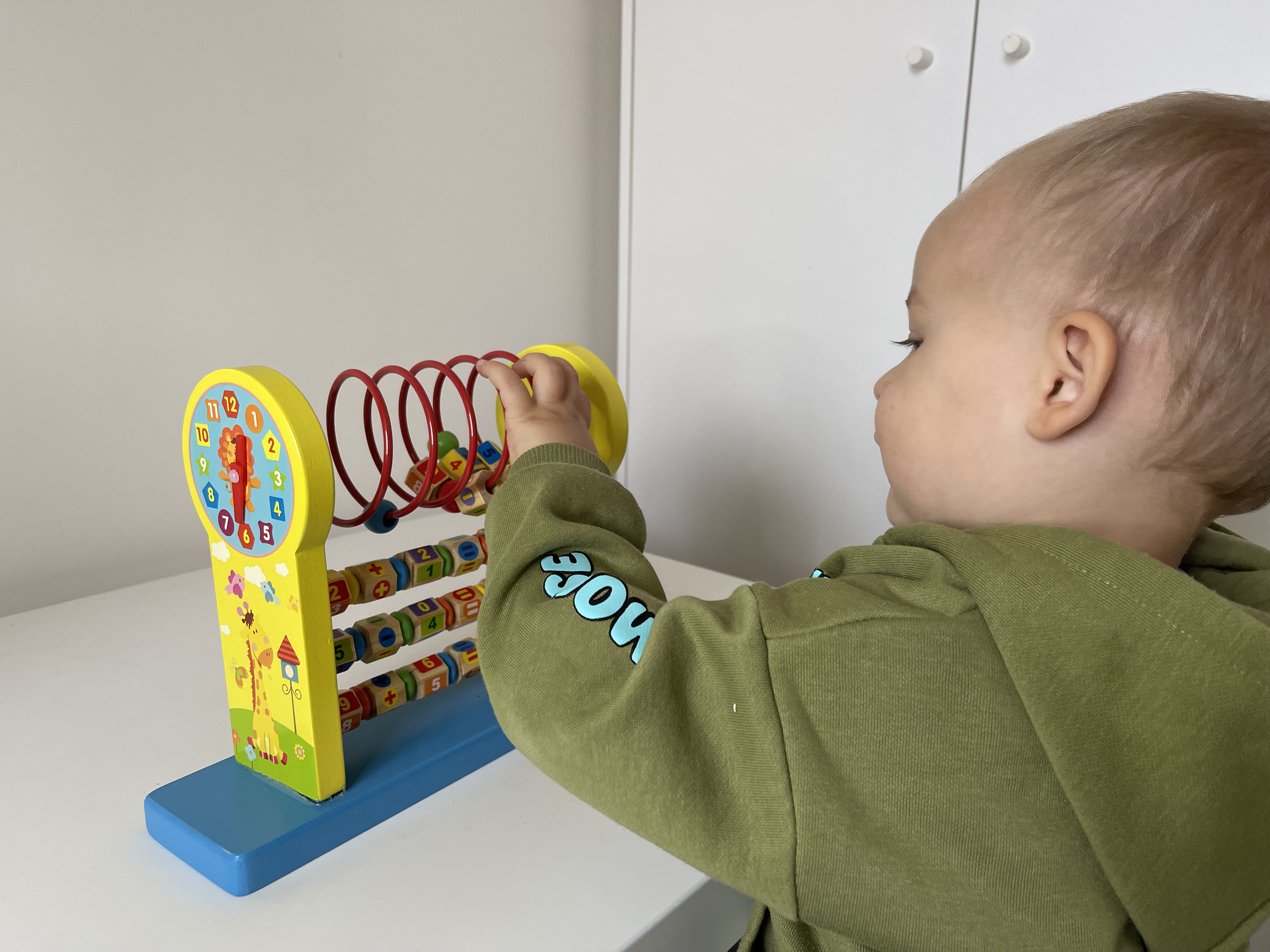 Wooden Educational Activity Toy- Clock and Bead Maze