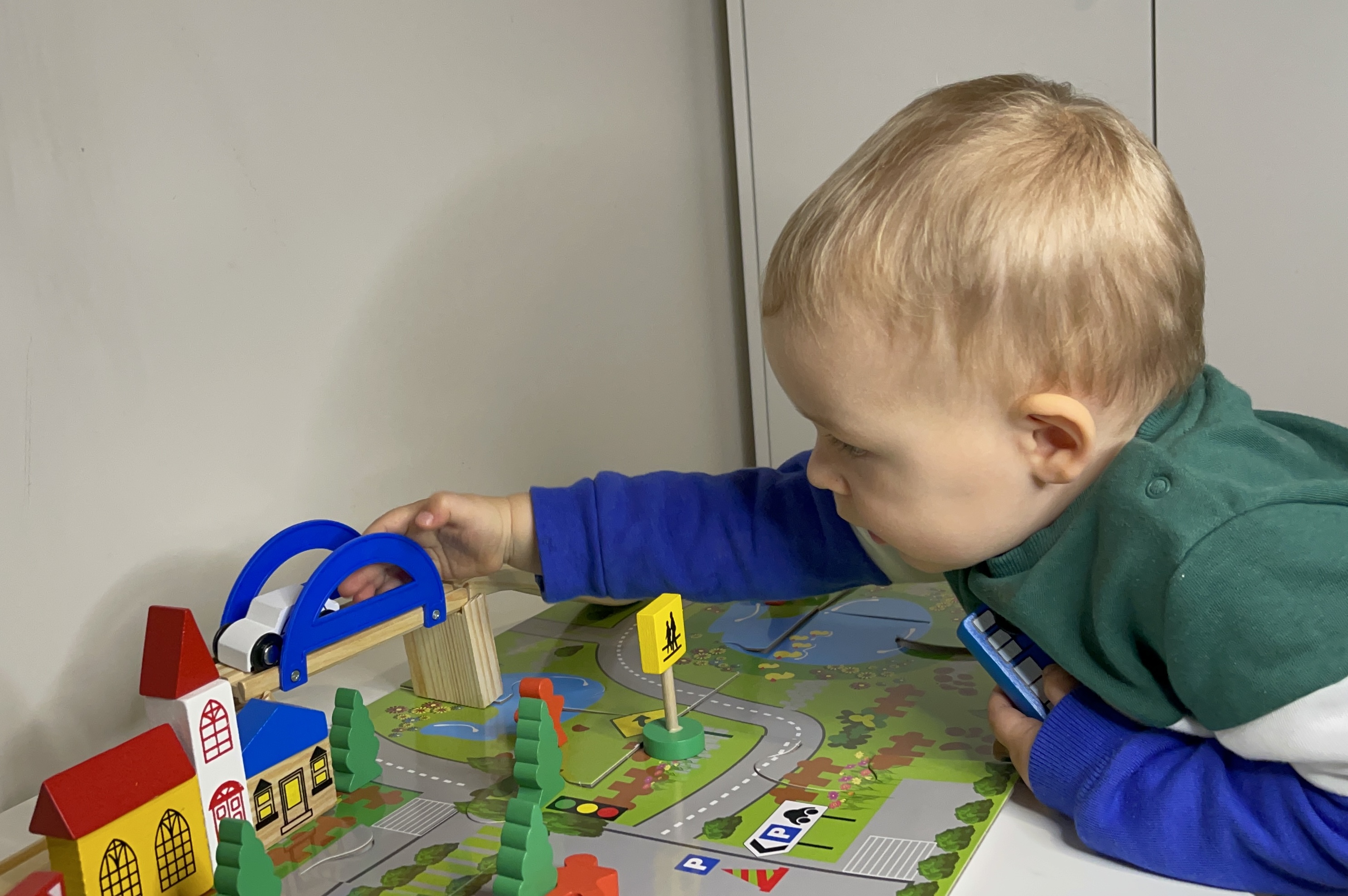 Wooden Train Set with Tracks and Accessories