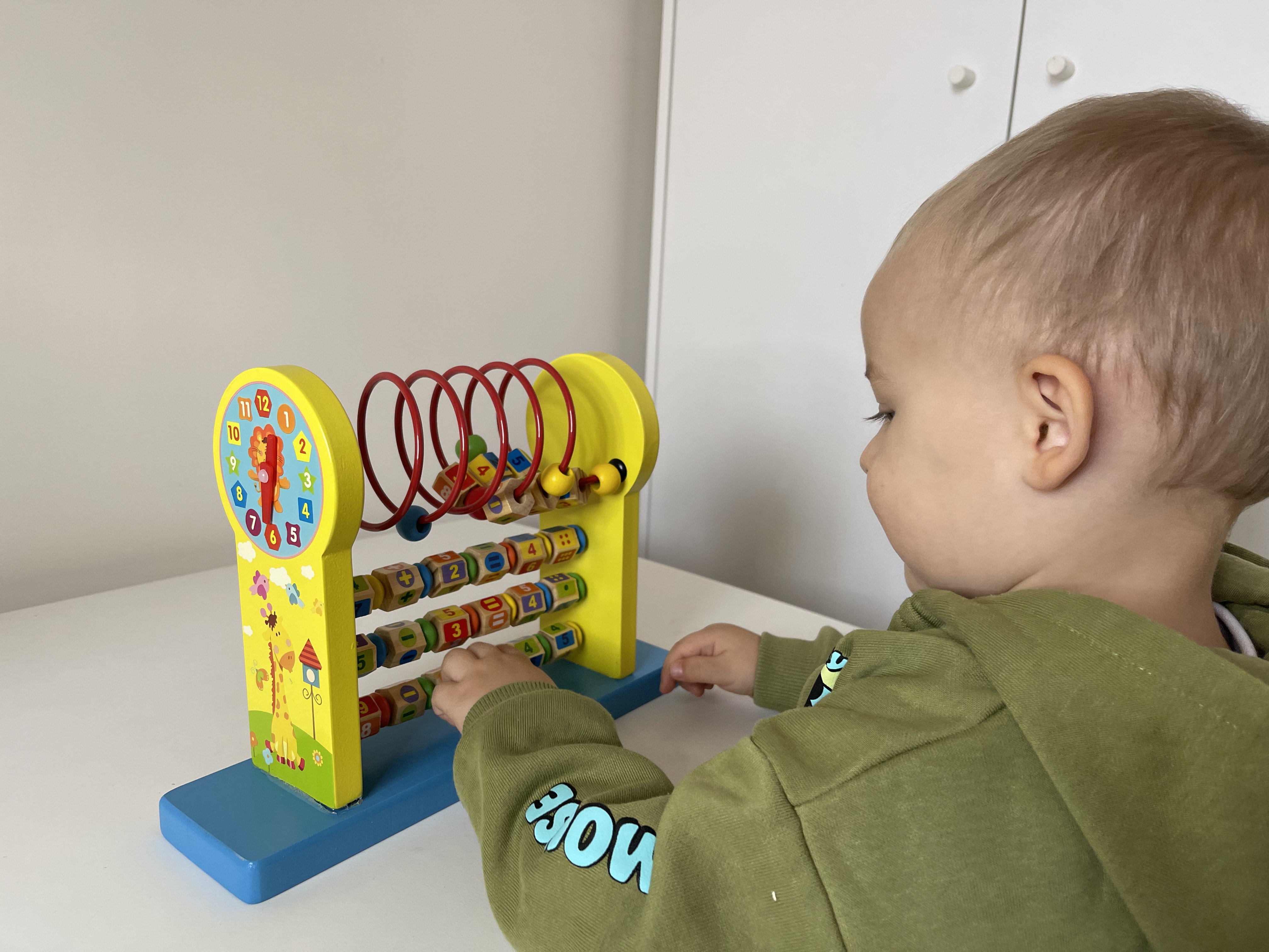 Wooden Educational Activity Toy- Clock and Bead Maze