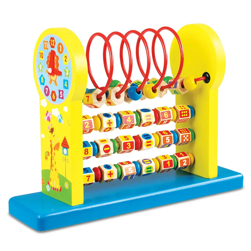 Wooden Educational Activity Toy- Clock and Bead Maze