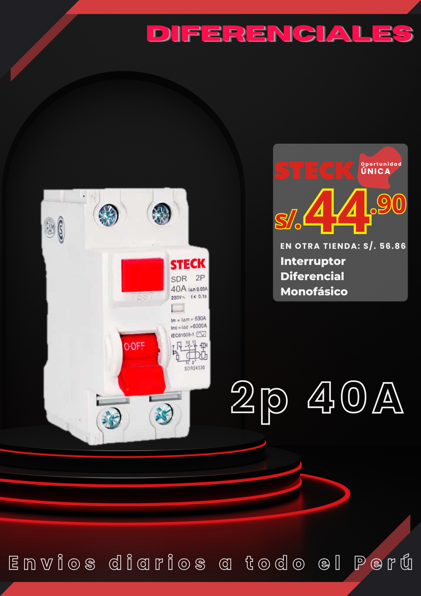 Int. Diferencial 2P 25A o 40A 230Vac 30Ma T. Ac