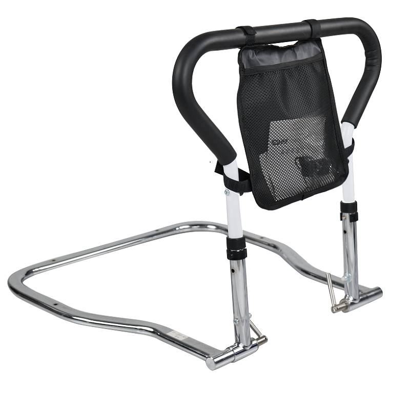 Adjustable Bed Assist Rail with Storage Pocket
