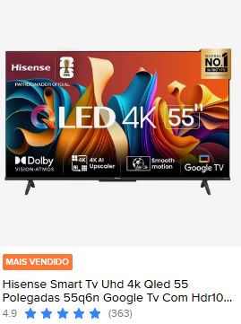 Smart TV Hisense QLED 4K 55 polegadas