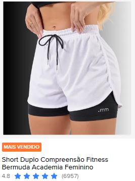 Short Duplo Compressão Fitness Bermuda Academia Feminino