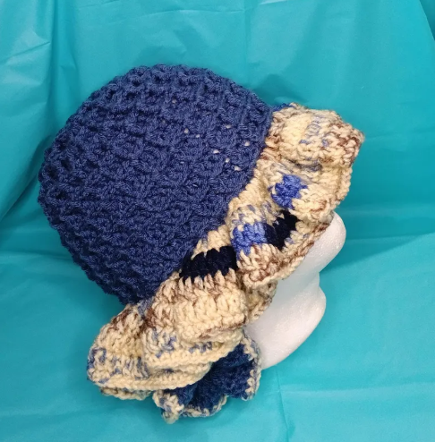 Waffle Stitch Ruffle Hat with Ruffle Earrings – Handmade Crochet Holiday Gift | Cozy, Textured, and Bold