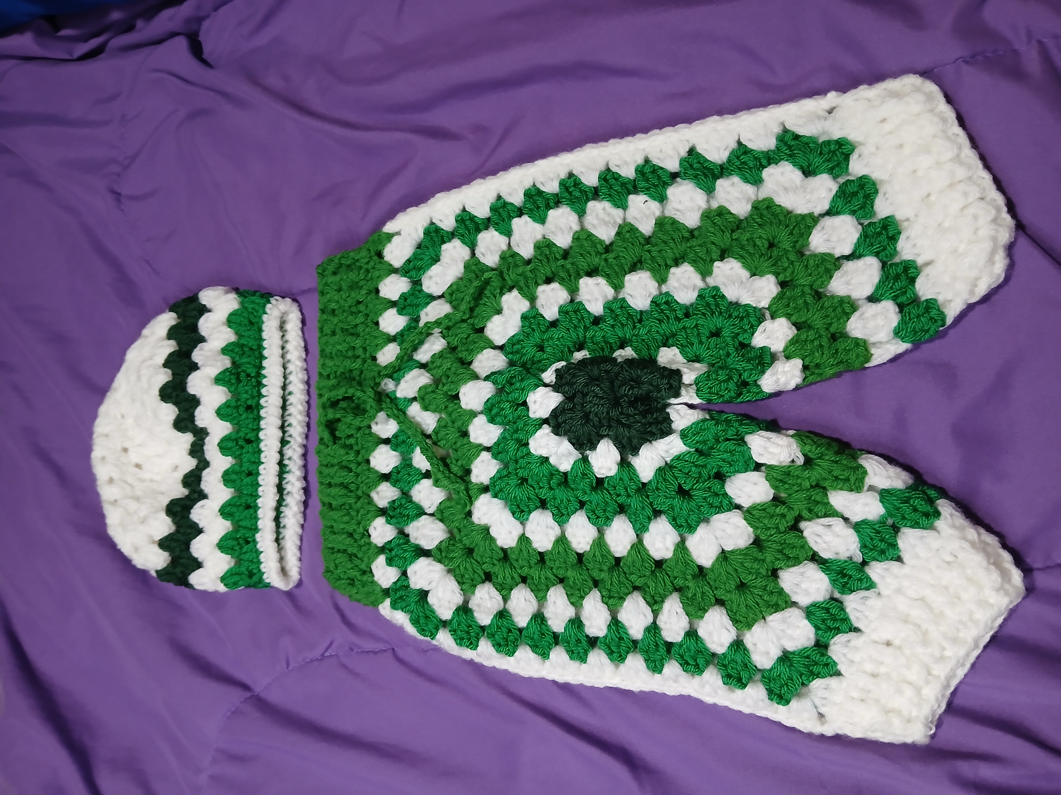 Granny Stitch Jogger & Cap Set – Handmade Crochet for Babies (0–6 Months)