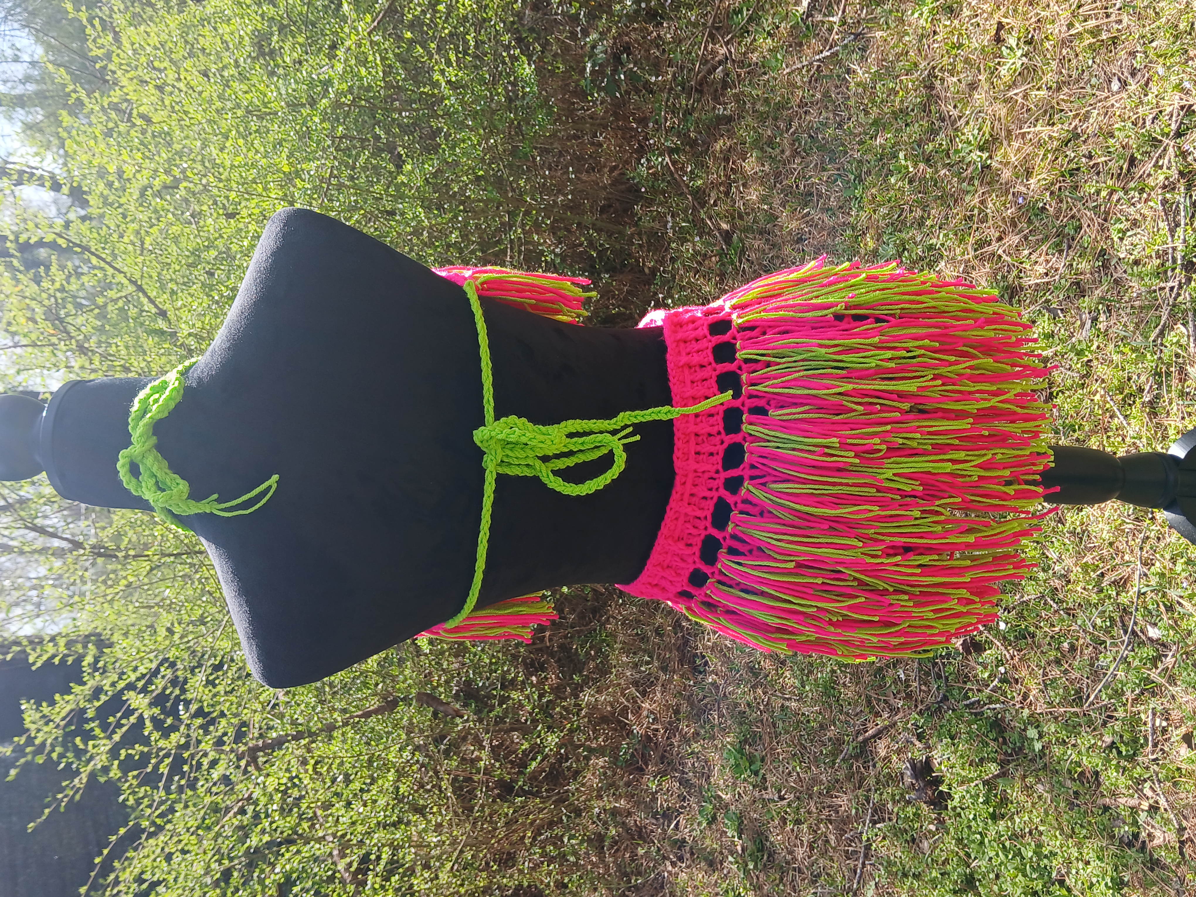 Handmade Neon Fringe Crochet Set – Top & Skirt Festival / Vacation Outfit