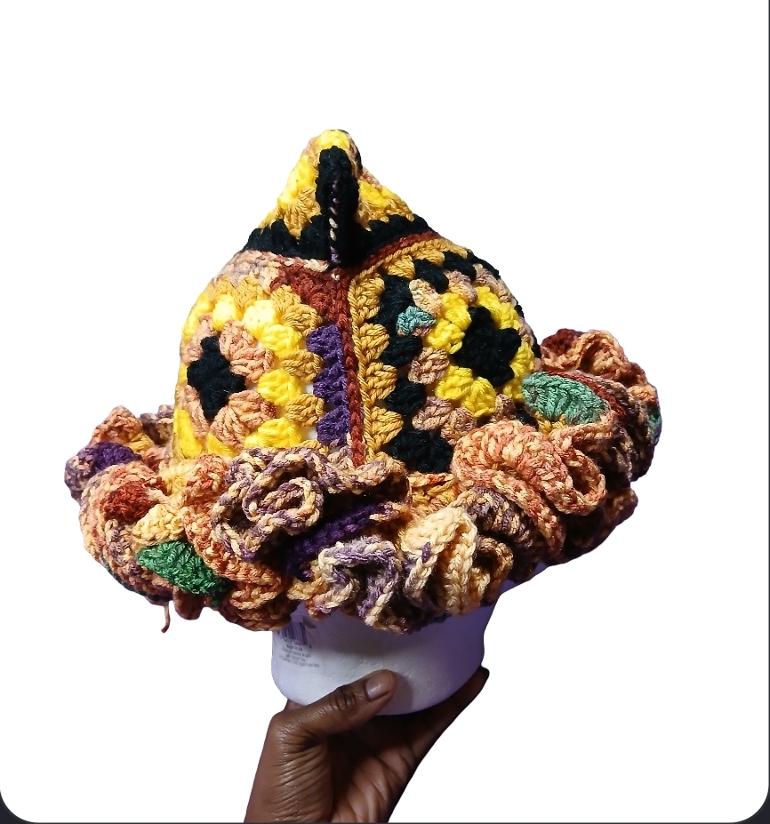 Cat Ear Ruffle Beanie – Handmade Crochet Statement Ha