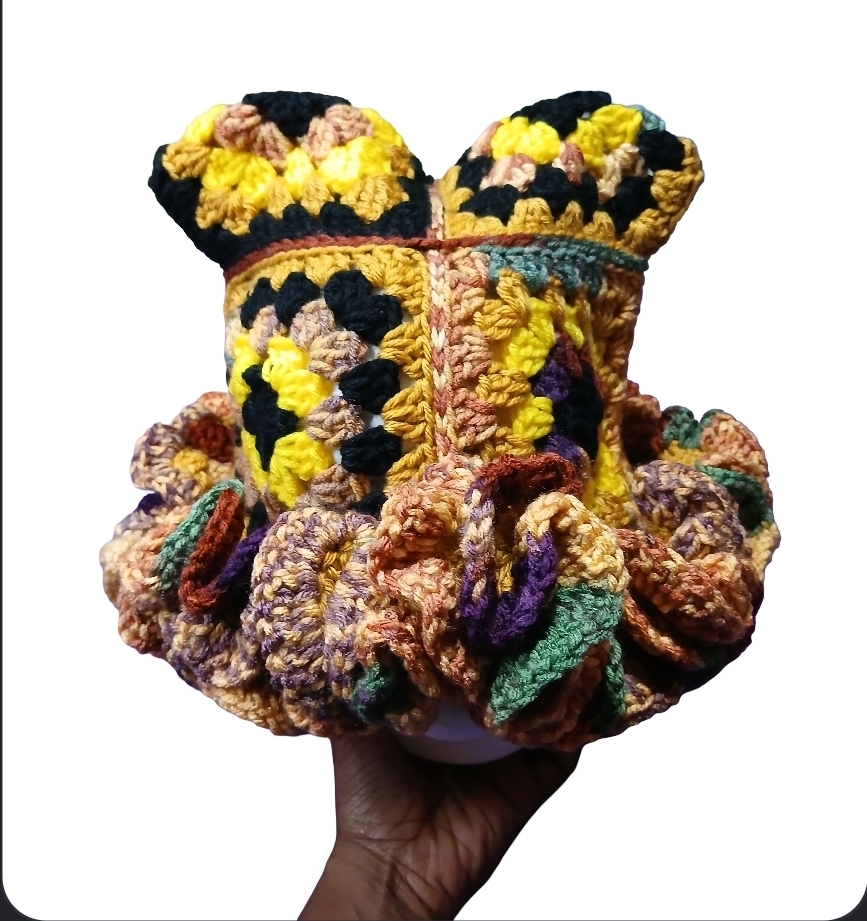 Cat Ear Ruffle Beanie – Handmade Crochet Statement Ha