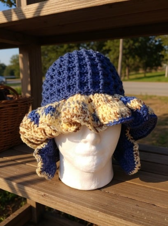 Waffle Stitch Ruffle Hat with Ruffle Earrings – Handmade Crochet Holiday Gift | Cozy, Textured, and Bold