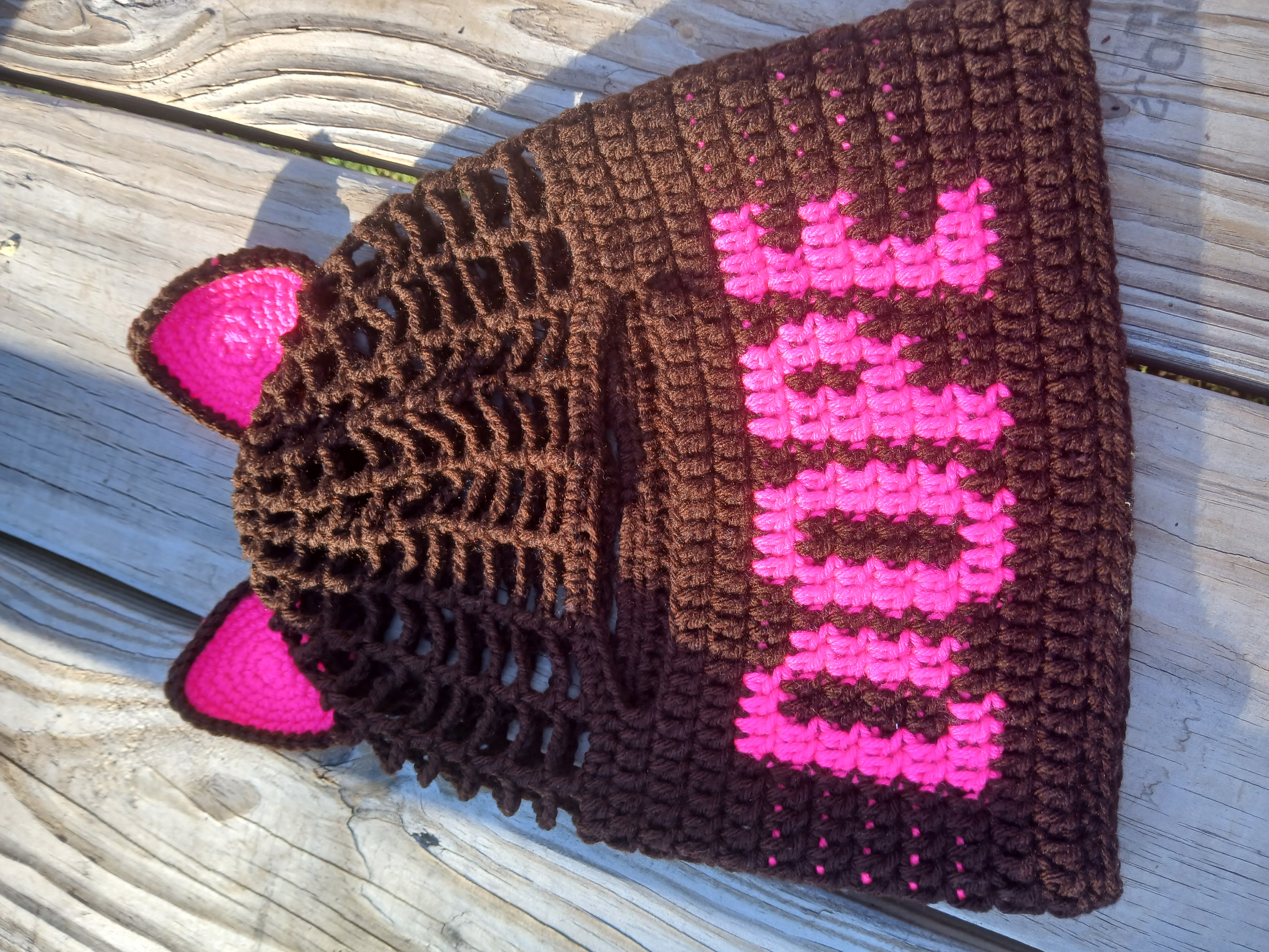 Catski Beanie – Cat Ear Crochet Ski Mask | Custom Pixel Word Hat (2–4 Letters)