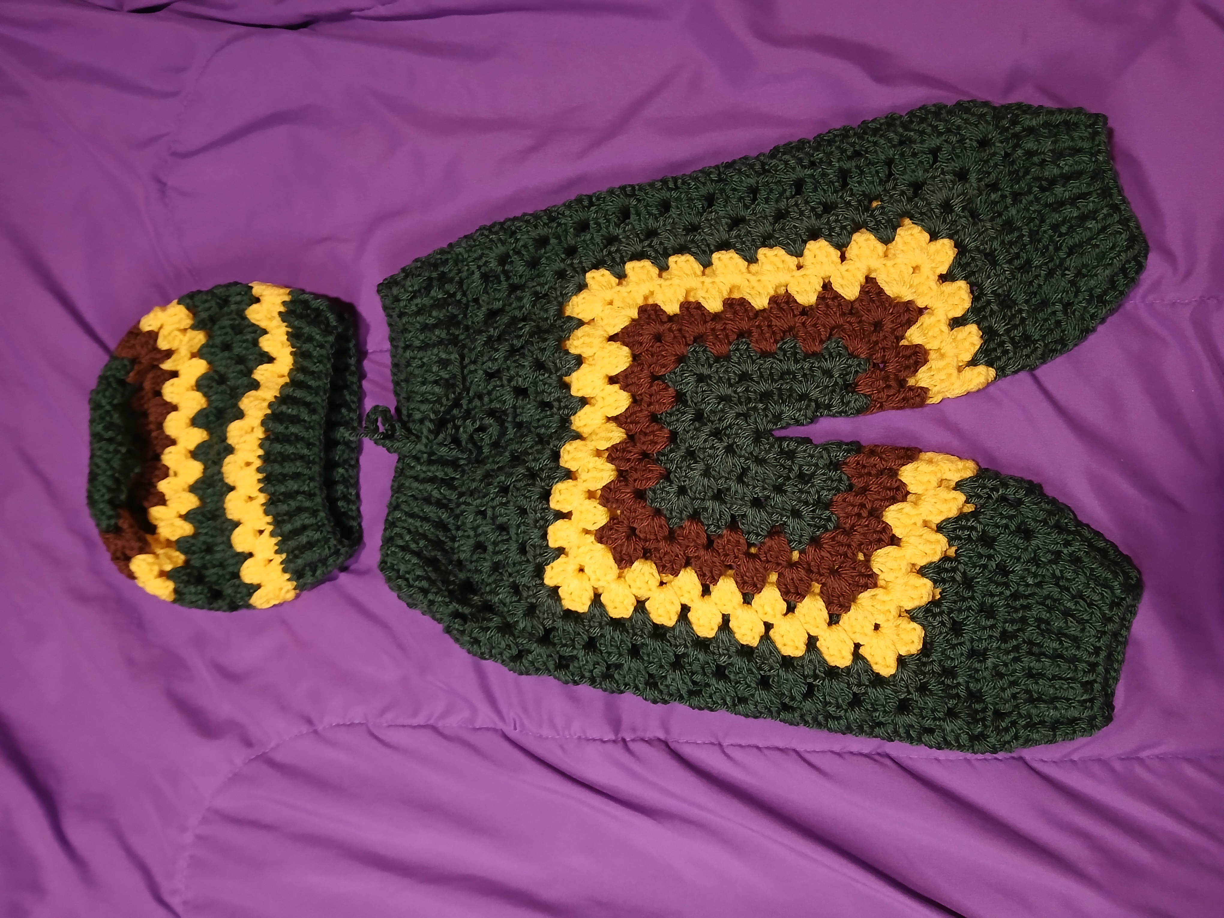 Granny Stitch Jogger & Cap Set – Handmade Crochet for Babies (6–12 Months)