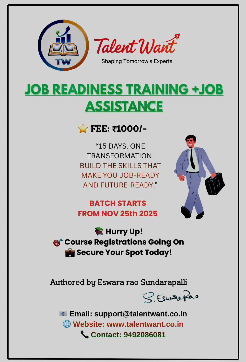 Job Readiness training course 15 days