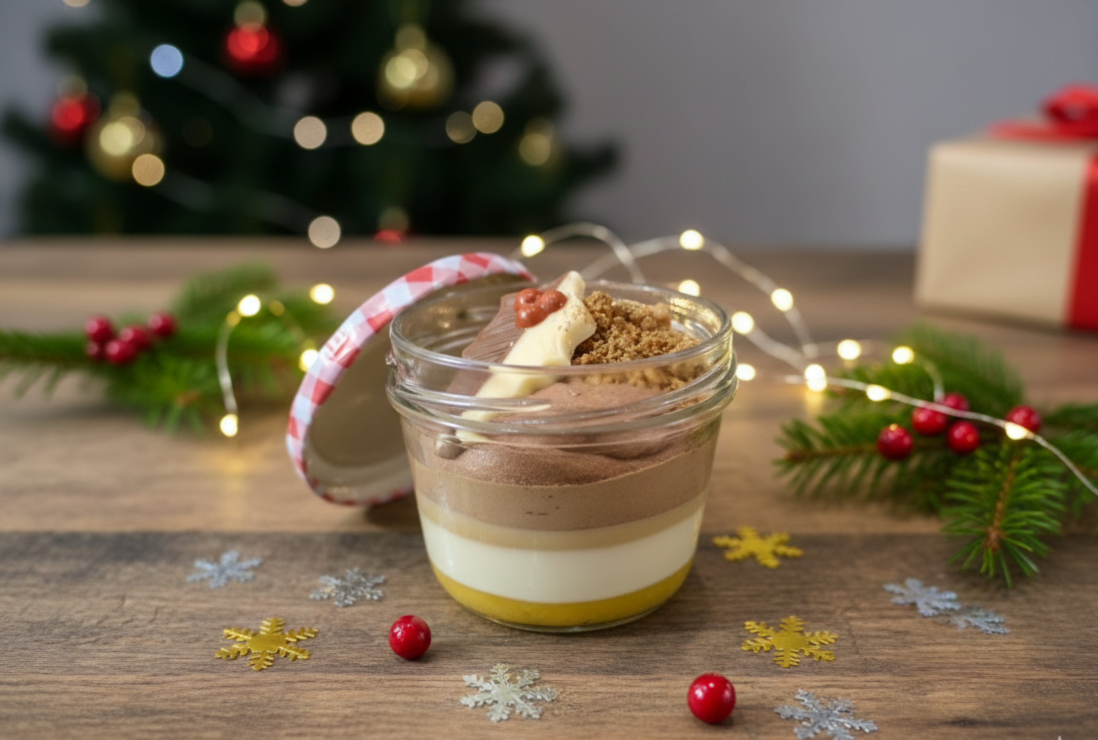 Mousse van pure chocolade en specerijen, gezouten karamel en een vleugje mandarijn