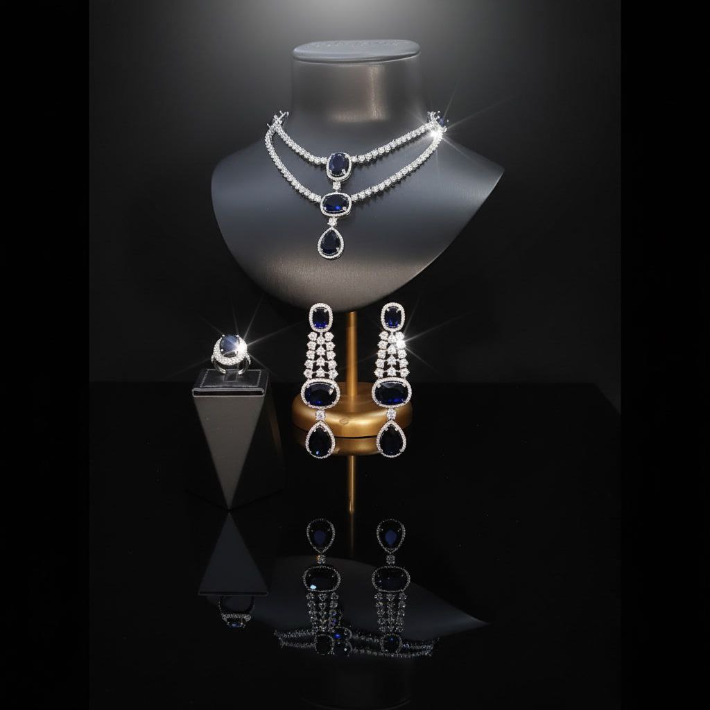طقم "جوهرة المحيط" المُرصّع بالياقوت الأزرق