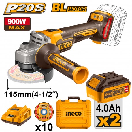 SMERIGLIATRICE ANGOLARE 20V D.115 + ACCESSORI