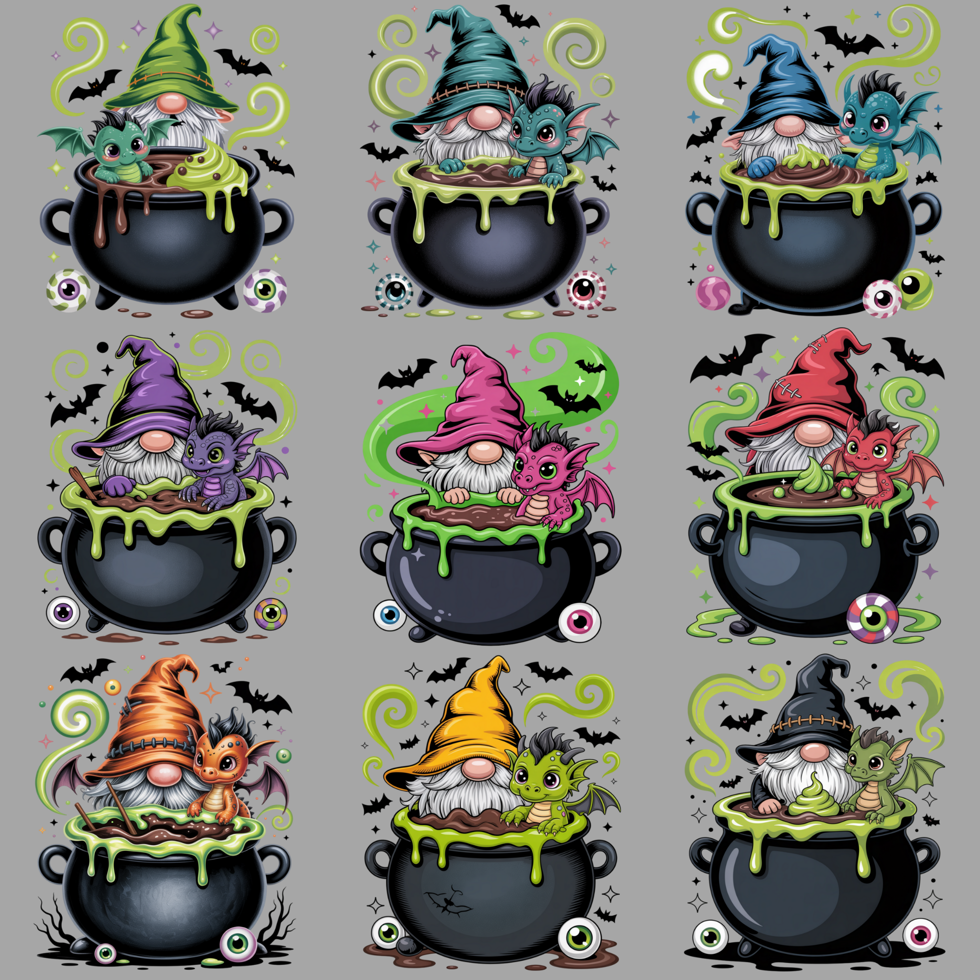 Holiday Chocolate Cup Gnomes & Dragons PNG Bundle