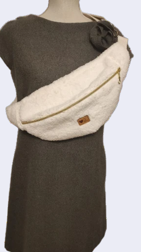 Grand sac Banane en peluche blanche