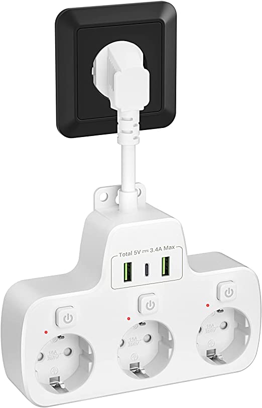 Multi-outlet power strip with USB ports
