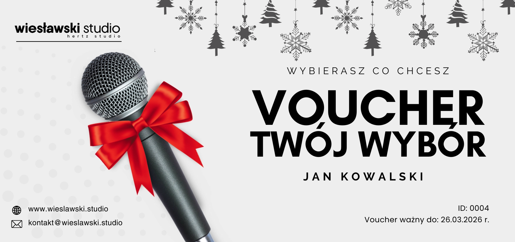 Voucher "TWÓJ WYBÓR" w HERTZ STUDIO - Wiesławski Studio