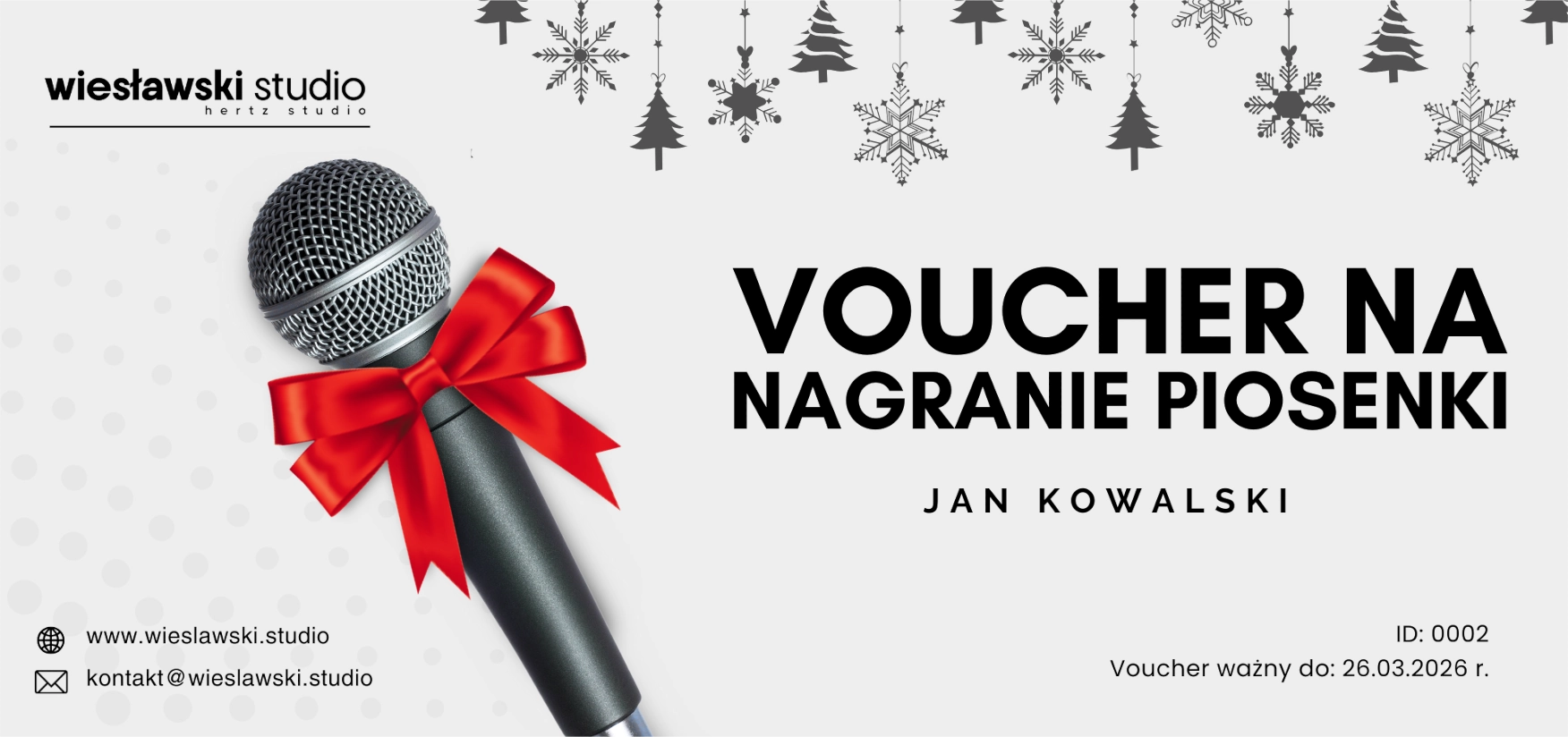 Voucher na usługę nagraniową w HERTZ STUDIO - Wiesławski Studio