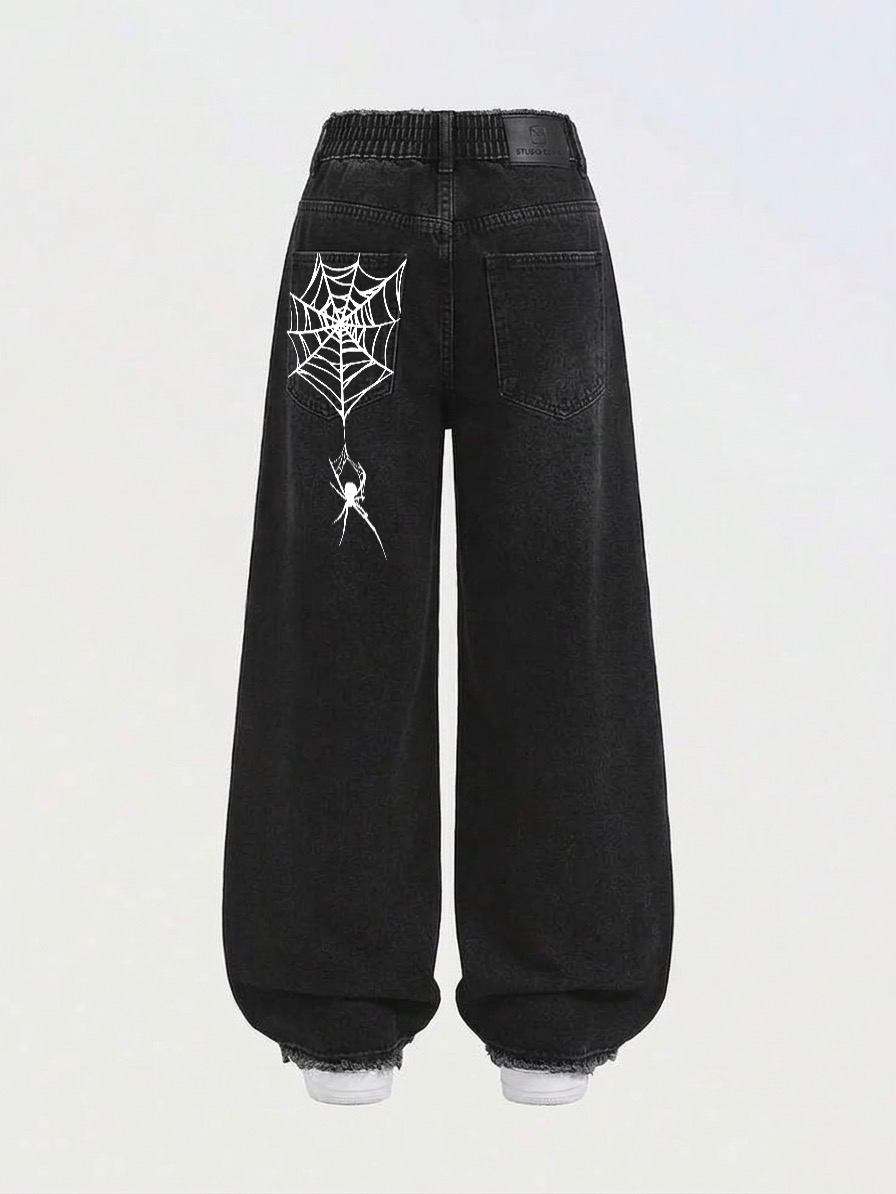 Spider Web Inspired Oversized Jeans