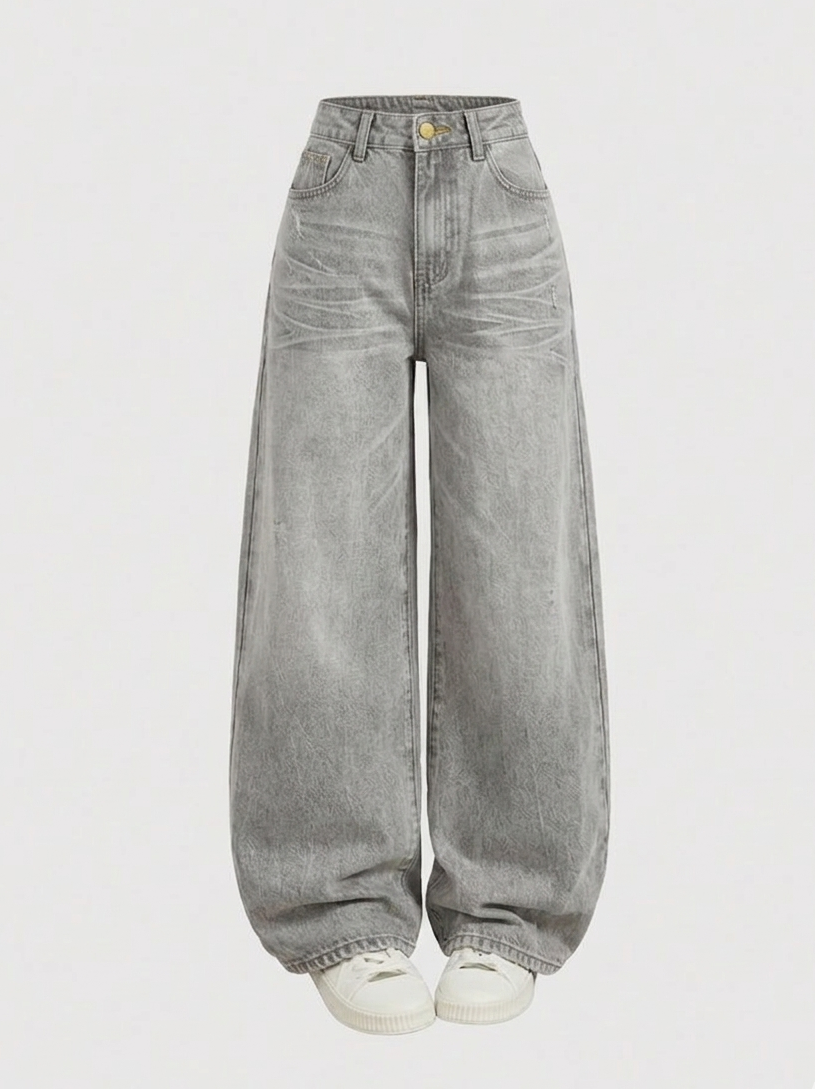 Washed Grey Oversized Jeans