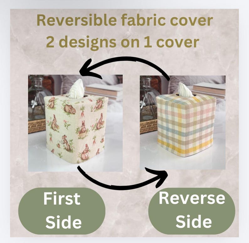 Bunny reversible tissue box cover