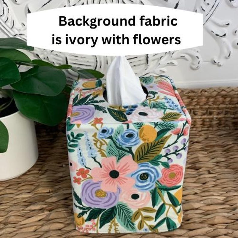 Floral reversible tissue box cover