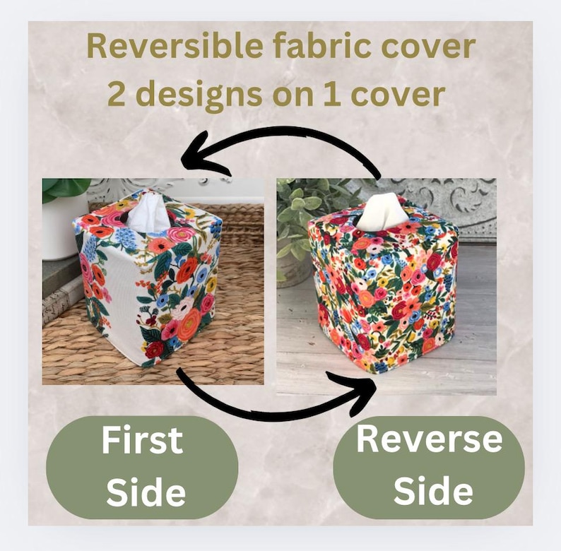 Floral reversible tissue box cover