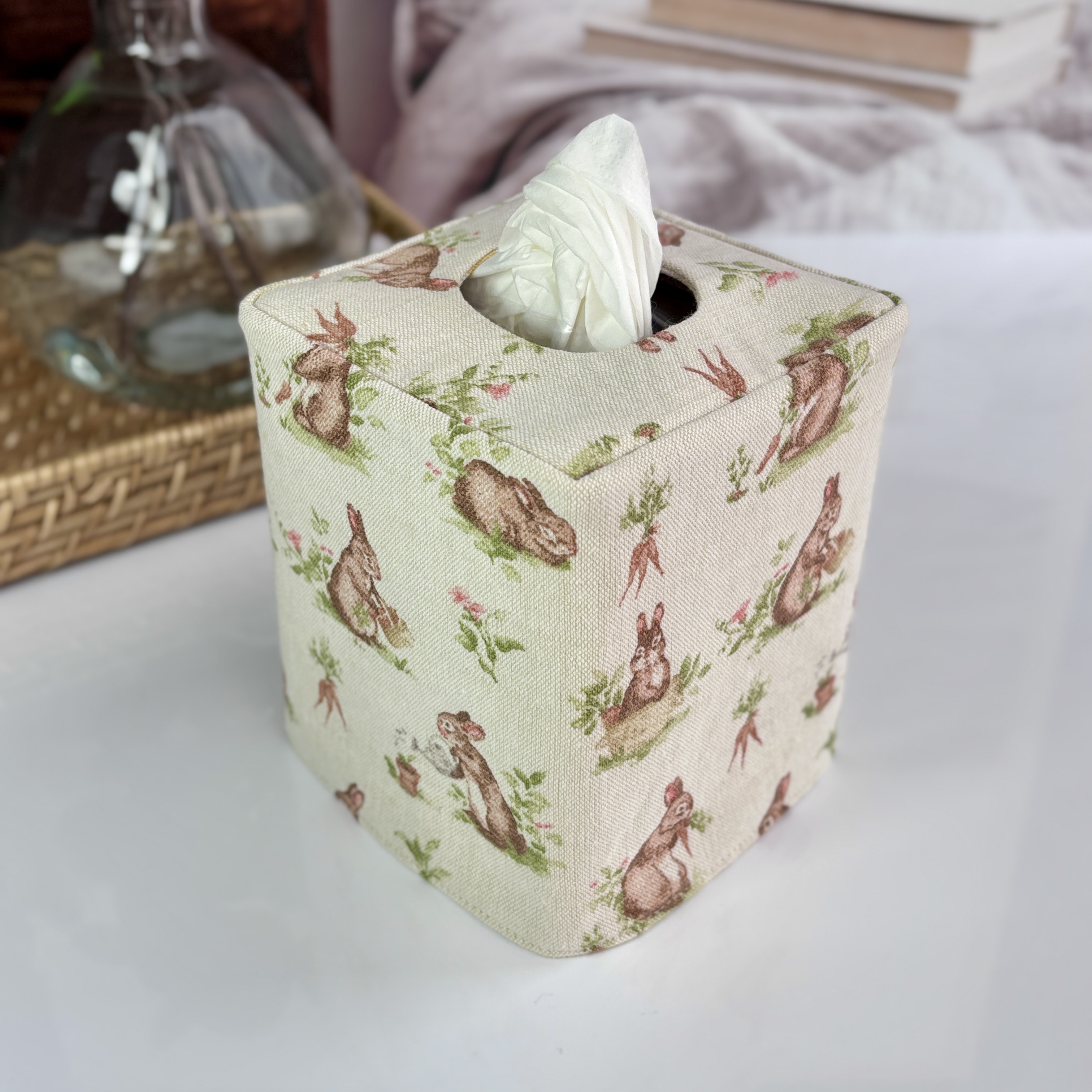 Bunny reversible tissue box cover