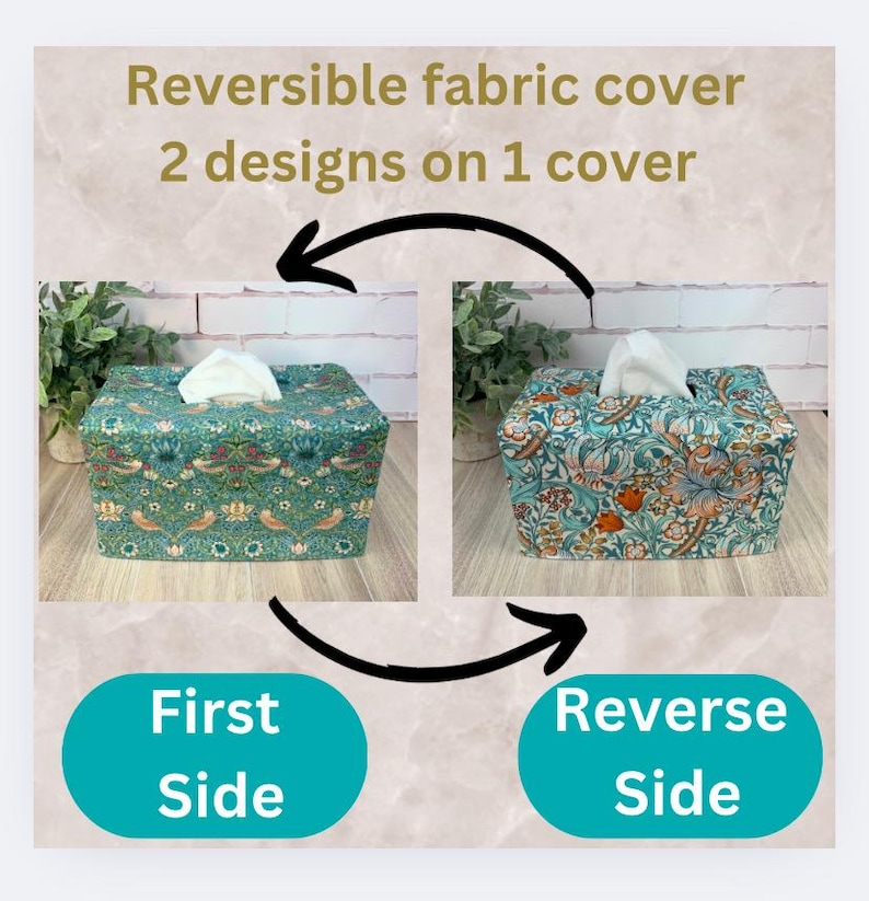 Birds in aqua reversible rectangle tissue box cover